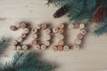 Wine corks and pine branches Royalty Free Stock Photo