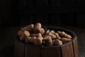 Wine corks. Sparkling wine corks . Can be used as a background. Copy space.Dark background. Royalty Free Stock Photo