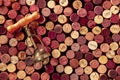Wine corks with a vintage corkscrew Royalty Free Stock Photo