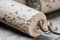 Wine corks on wooden table Royalty Free Stock Photo