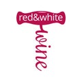 Wine corkscrew logo. Red and white wine concept on white background