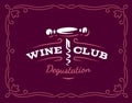 Wine corkscrew logo - vector illustration, emblem on dark red background