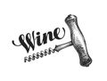 Wine corkscrew. Sketch vector illustration Royalty Free Stock Photo