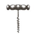 Wine corkscrew on a white background. sketch Royalty Free Stock Photo