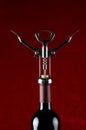 Wine Corkscrew and wine bottle Royalty Free Stock Photo