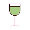 wine cup with green beverage line and fill style icon