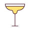 wine cup with yellow beverage line and fill style icon