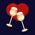 wine cups with heart Royalty Free Stock Photo