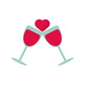 wine cups with heart love valentines day icon Royalty Free Stock Photo