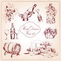 Wine decorative icons set