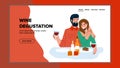 Wine Degustation Visit Man And Woman Couple Vector Royalty Free Stock Photo