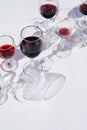 Wine of different varieties in glasses on a white background