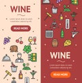 Wine Drink Banner Vecrtical Set. Vector