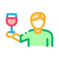 Wine drinker icon vector outline illustration Royalty Free Stock Photo