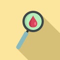 Wine drop magnifier icon, flat style Royalty Free Stock Photo