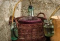 Wine fermentation process in wine carboys Royalty Free Stock Photo