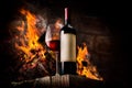Wine and fire Royalty Free Stock Photo