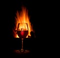 Wine and fire for relaxation. Royalty Free Stock Photo