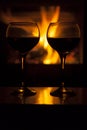 Wine by the fireplace