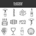 Wine flat icons set Royalty Free Stock Photo