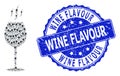 Grunge Wine Flavour Round Stamp and Fractal Wine Flavour Icon Mosaic