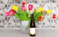 Wine, flowers, spring, holiday Royalty Free Stock Photo