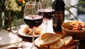 Wine, food, drink, outdoors, wineglass, table, picnic, bread generated by AI Royalty Free Stock Photo