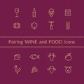 Wine and food pairing icons Royalty Free Stock Photo