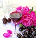 Wine, fruit and flowers Royalty Free Stock Photo