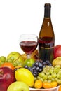 Wine and fruit - still life on white background Royalty Free Stock Photo