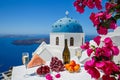 Wine and fruit for two on  the island of Santorini Royalty Free Stock Photo