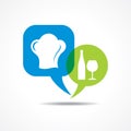 Wine galss and chef hat in message bubble Royalty Free Stock Photo