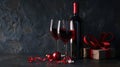The Wine and Gift Scene.AI generated image Royalty Free Stock Photo