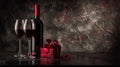 The Wine and Gift Scene.AI generated image Royalty Free Stock Photo