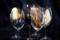 Wine glases, aromatic barrel, cinnamon, tasting Royalty Free Stock Photo