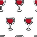 Wine in glass alcohol drink seamless pattern winery Royalty Free Stock Photo