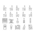 wine glass alcohol red bottle icons set vector Royalty Free Stock Photo