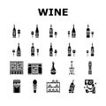 wine glass alcohol red bottle icons set vector Royalty Free Stock Photo