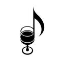 Wine glass as note. Score of music creative logo