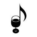 Wine glass as note. Score of music creative logo