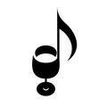 Wine glass as note. Score of music creative logo