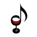 Wine glass as note. Score of music creative logo