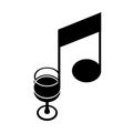 Wine glass as note. Score of music creative logo