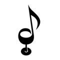 Wine glass as note. Score of music creative logo