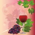 Wine glass and black grape