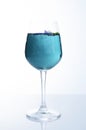 Wine glass with blutterfly pea harbal blue drinks