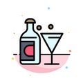 Wine, Glass, Bottle, Easter Abstract Flat Color Icon Template