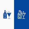 Wine, Glass, Bottle, Easter Line and Glyph Solid icon Blue banner Line and Glyph Solid icon Blue banner