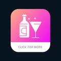 Wine, Glass, Bottle, Easter Mobile App Button. Android and IOS Glyph Version