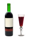 Wine glass and bottle with empty label